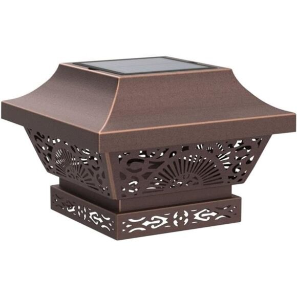 2 Pack Solar Cap Lights Outdoor Waterproof Metal Warm White LED Lighting - Picture 4 of 7